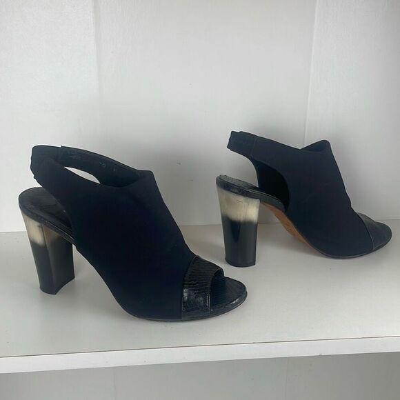 Donald J. Pliner Slingback Fabric and Leather Heeled Sandals 7 Black - Picture 2 of 15